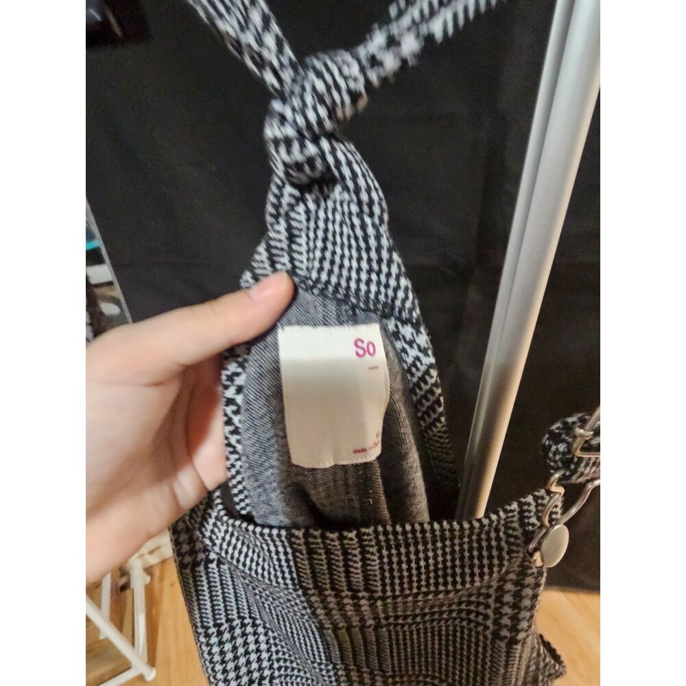 Classic Black-and white houndstooth overall dress